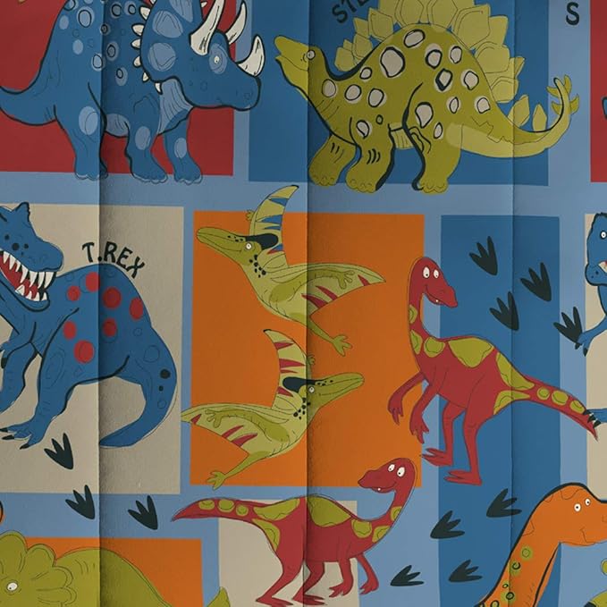Dream Factory Dinosaur Blocks Ultra Soft Microfiber Boys Comforter Set, Blue, Twin - LeafyLoom