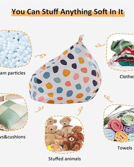 Nobildonna Stuffed Animal Storage Bean Bag Chair Cover Only for Kids Girls Toddler, Large Beanbag Chair Without Filling for Organizing Children Soft Plush Toys - LeafyLoom