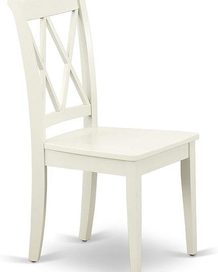 East West Furniture Antique 3 Piece Room Set Contains a Round Kitchen Table with Pedestal and 2 Dining Chairs, 36x36 Inch, AMCL3-LWH-W - LeafyLoom