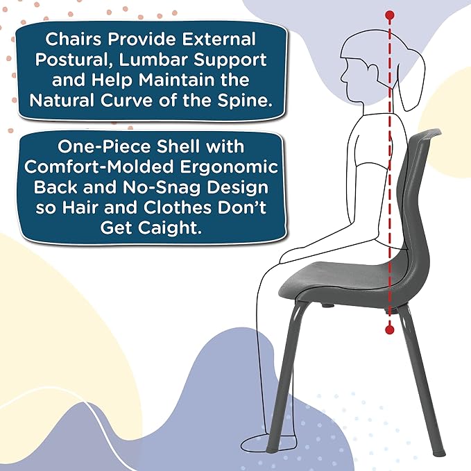 Angeles H, Blue with Chrome Legs MyPosture Children's Chair, 8-inch - LeafyLoom