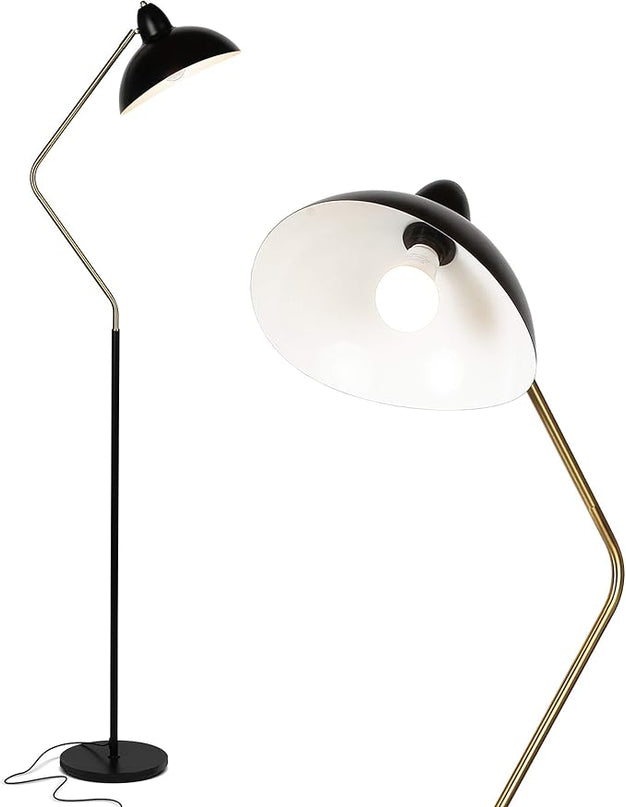 Brightech Swoop LED Floor Lamp, Tall Lamp with Adjustable Head, Modern Floor Reading Lamp for Over Chair, Living Rooms & Offices, Standing Lamp with Heavy Base for Bedrooms, Stunning Living Room Decor - LeafyLoom