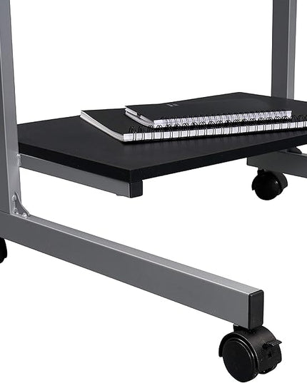 Techni Mobili Compact Computer Cart With Storage, Graphite - LeafyLoom