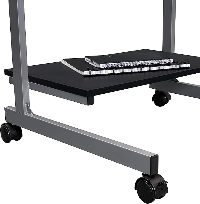 Techni Mobili Compact Computer Cart With Storage, Graphite - LeafyLoom