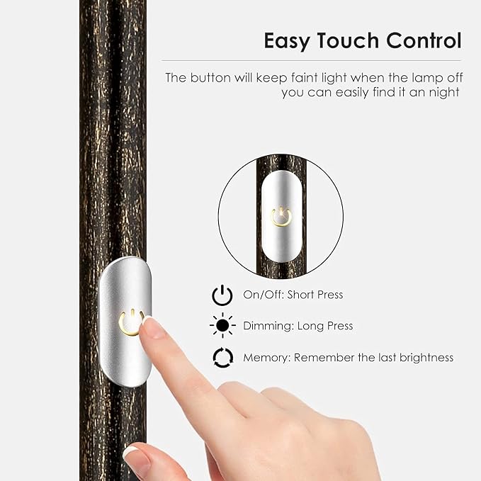Floor Lamp, Standing Lamp, 20W 2000LM LED Torchiere Floor Lamp, Stepless Dimmable, Touch Control, 3000K Daylight, 50000hrs Lifespan, Floor Lamps for Living Room, Standing Lamps for Bedroom,Bronze - LeafyLoom