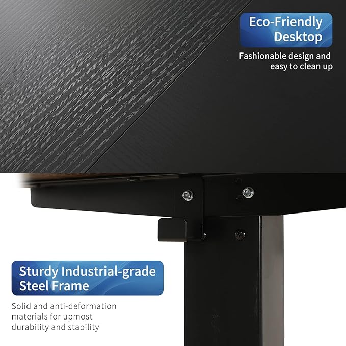 Adjustable Height L-Shaped Electric 59 Inch Sit-Stand Computer Desk with 3 Splice Boards, Lockable Casters-Ideal for Home Office, 59Inch, Black - LeafyLoom