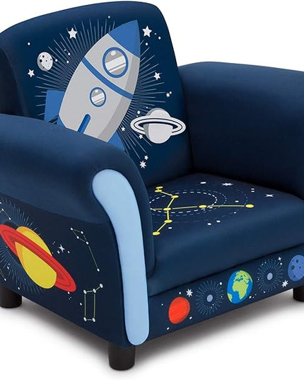 Delta Children Space Adventures Kids Upholstered Chair, Blue - LeafyLoom