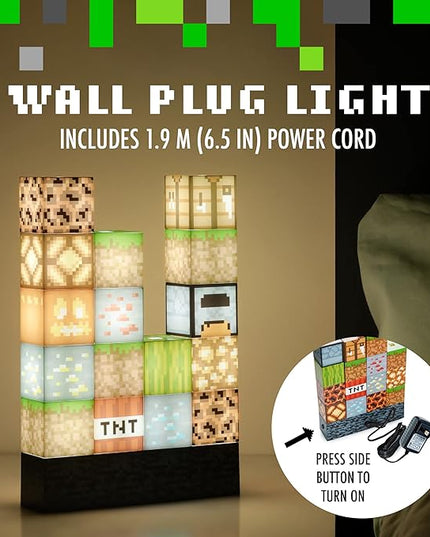 Paladone Minecraft Official Licensed Block Building Lamp 16 Customizable Light Up Blocks - Interactive Decoration, Toy, Nightlight for Kids, Gamer Room Decor, Gaming Gift for Boys and Girls - LeafyLoom