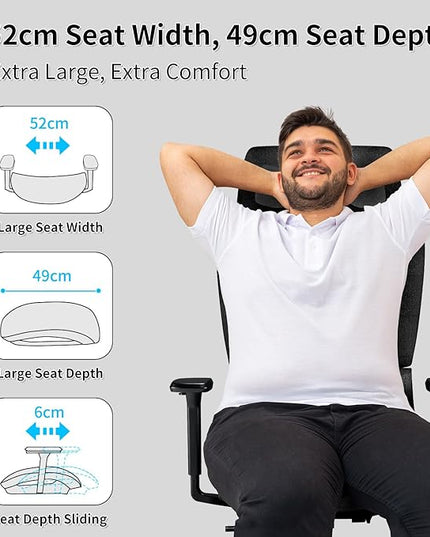 Ergonomic Office Chair with 3D Armrest, Big and Tall Computer Desk Chair with Adjustable Headrest, Seat Depth, Lumbar Support, Home Office Gaming Chair - LeafyLoom