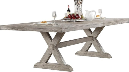 NicBex Dining Table Contemporary Kitchen Table Farmhouse Rustic Solid Wood Dining Table in Gray Oak Rectangular Dining Table, Easy Assembly, Gray Oak - LeafyLoom