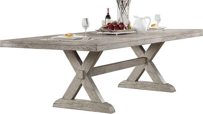 NicBex Dining Table Contemporary Kitchen Table Farmhouse Rustic Solid Wood Dining Table in Gray Oak Rectangular Dining Table, Easy Assembly, Gray Oak - LeafyLoom