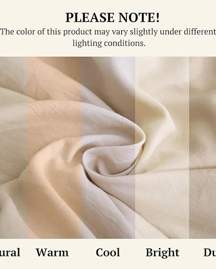 MILDLY Queen Comforter Set 7 Piece Color Clash, Khaki Bed in a Bag, All Season Bedding Sets with 1 Comforter, 2 Pillow Shams, 2 Pillowcases, 1 Flat Sheet, 1 Fitted Sheet - LeafyLoom