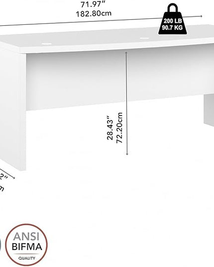 Bush Business Furniture Echo Bow Front Desk, 72W, Pure White - LeafyLoom