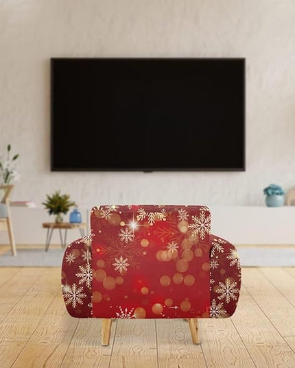 FKELYI Christmas Snow Sofa Slipcover Stretch Sofa Couch Cover for Living Room Non-Slip Furniture Protector Washable Sofa Slipcovers S FKELYI