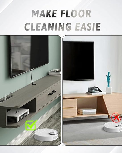 Pmnianhua Floating TV Stand,70'' Wall Mounted Floating TV Shelf for TVs up to 75 inches, Floating TV Wall Unit with Shelves for Gaming Consoles Small Spaces Apartments,Bedrooms (Light Grey Oak) - LeafyLoom