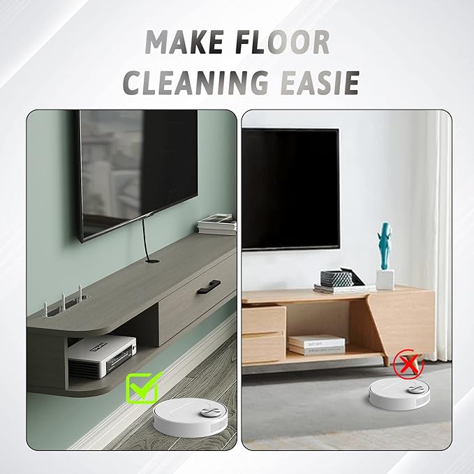 Pmnianhua Floating TV Stand,70'' Wall Mounted Floating TV Shelf for TVs up to 75 inches, Floating TV Wall Unit with Shelves for Gaming Consoles Small Spaces Apartments,Bedrooms (Light Grey Oak) - LeafyLoom