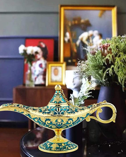 Vintage Legend Aladdin Lamp Magic Genie Wishing Light,Collectable Rare Classic Arabian Costume Props Lamp Tabletop Decor Crafts for Home/Wedding Decoration&Gift for Party/Halloween/Birthday - LeafyLoom