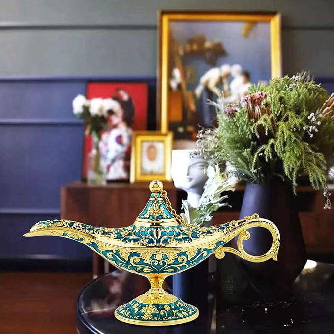 Vintage Legend Aladdin Lamp Magic Genie Wishing Light,Collectable Rare Classic Arabian Costume Props Lamp Tabletop Decor Crafts for Home/Wedding Decoration&Gift for Party/Halloween/Birthday - LeafyLoom