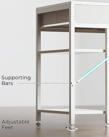 Computer Desk with 6 Drawers, 47 Inch Office Desk with Shelves, Reversible Gaming Desk, Corner Desk with Storage, Work Desk for Home Office, Study, Living Room, White - LeafyLoom