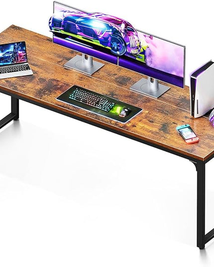 Coleshome 71 Inch Computer Desk, Executive Desk for Home Office, Study Student Writing Desk, Vintage - LeafyLoom