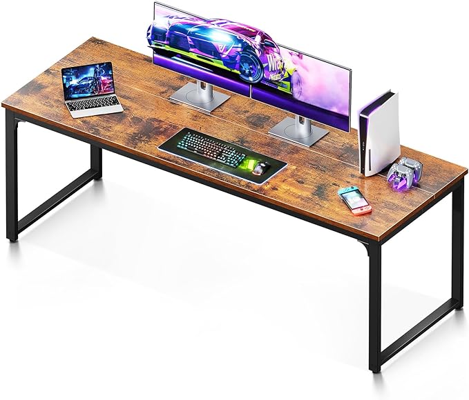 Coleshome 71 Inch Computer Desk, Executive Desk for Home Office, Study Student Writing Desk, Vintage - LeafyLoom