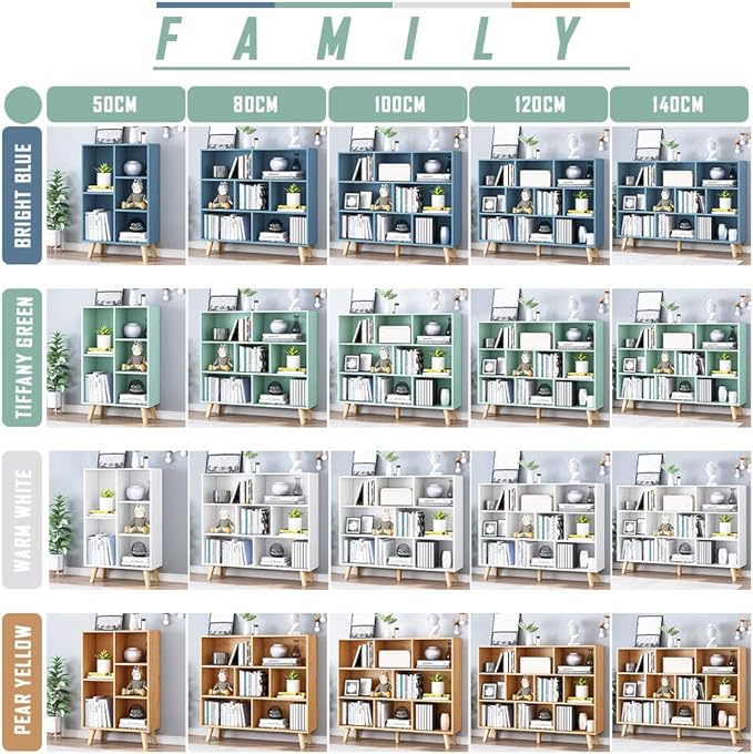 IOTXY Wooden Open Shelf Bookcase - 3-Tier Floor Standing Display Cabinet Rack with Legs, 10 Cubes Bookshelf, Warm White - LeafyLoom
