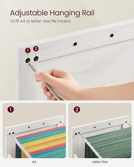 VASAGLE File Cabinet, Filing Cabinet with 2 Drawers, Printer Stand, Fit A4, Letter Size, Hanging File Folders, Modern Farmhouse Style, for Home Office, Study, Rustic White UOFC048T73 - LeafyLoom