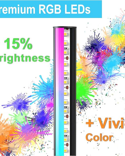 TACAHE Corner Floor Lamp - RGB Color Changing Mood Light, Dimmable LED Modern Floor Lamp with Remote, 56" Metal Standing Lamp for Living Room, Bedroom 20W - Black - LeafyLoom