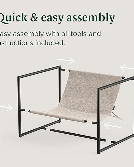 ZINUS Aidan Sling Accent Chair, Pack of 2, Metal Framed Armchair with Shredded Foam Cushioning, Oatmeal - LeafyLoom