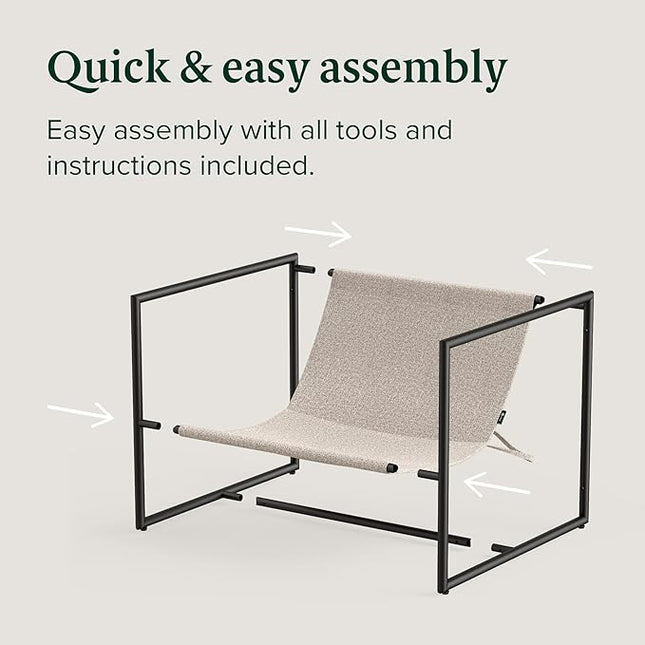ZINUS Aidan Sling Accent Chair, Pack of 2, Metal Framed Armchair with Shredded Foam Cushioning, Oatmeal - LeafyLoom