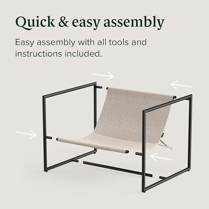 ZINUS Aidan Sling Accent Chair / Metal Framed Armchair with Shredded Foam Cushioning, Oatmeal - LeafyLoom