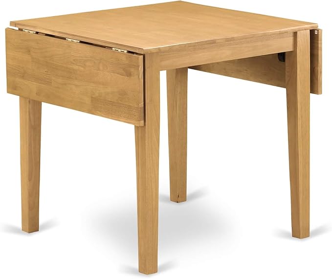 East West Furniture 1NDAB3-OAK-04 3 Piece Kitchen Set Contains a Rectangle Table with Dropleaf and 2 Light Tan Linen Fabric Parson Dining Room Chairs, 30x48 Inch - LeafyLoom