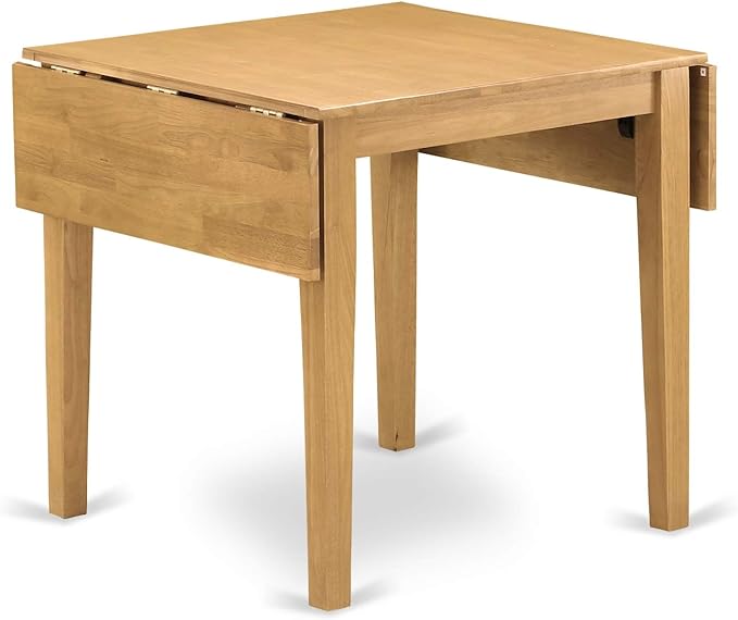 East West Furniture 1NDAB5-OAK-04 5 Piece Set includes a Rectangle Dining Room Table with Dropleaf and 4 Light Tan Linen Fabric Upholstered Parson Chairs, 30x48 Inch - LeafyLoom