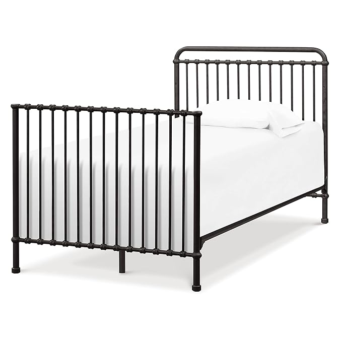 NAMESAKE Winston 4-in-1 Convertible Mini Metal Crib in Vintage Iron, Greenguard Gold Certified - LeafyLoom