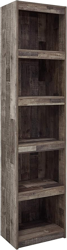 Signature Design by Ashley Derekson Rustic Pine Grain Finished Pier with 3 Adjustable Shelves, Multi Dark Gray - LeafyLoom
