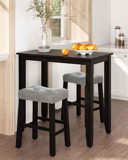 Nathaniel Home 3 Piece Dining Table Set, Counter Height Dining Furniture One Bench and Two Saddle Stools, Compact, Space-Saving Design, Small space, Apartment, Condo, Dorm Rooms (OAK 61219-78) - LeafyLoom