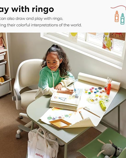 SIDIZ ringo Kids Desk Chair : Ergonomic Kids Chair with Footrest, 4-Step Growing Function, Adjustable Seat Height, Sit-Locking Casters, Swivel Type Kids Chair (Mint Green Chair) - LeafyLoom