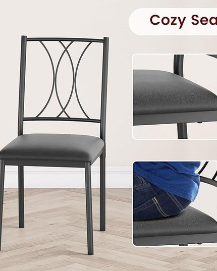 Dining Table Set, 5 Piece Dining Table set for 4, Rectangle Kitchen Table Set with 4 Upholstered Chairs, Dining Table Set for Small Space, Apartment, Retro Gray - LeafyLoom