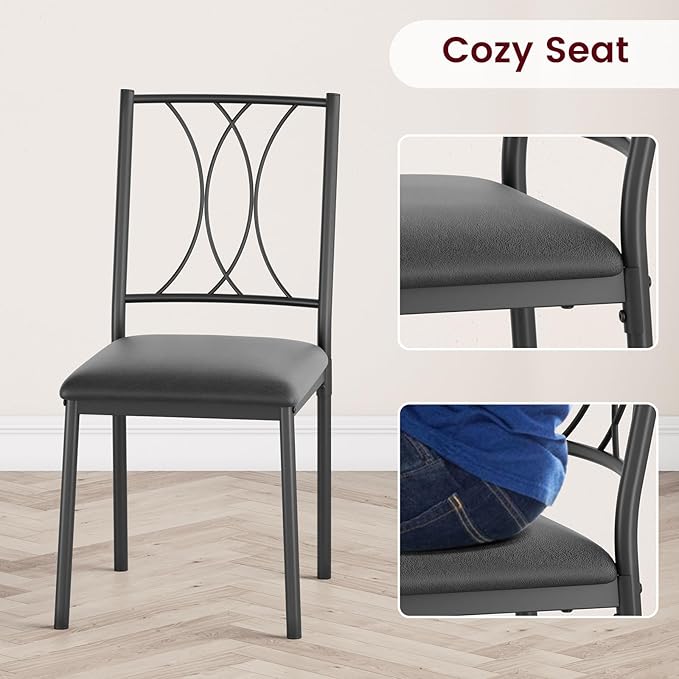 Dining Table Set, 5 Piece Dining Table set for 4, Rectangle Kitchen Table Set with 4 Upholstered Chairs, Dining Table Set for Small Space, Apartment, Retro Gray - LeafyLoom
