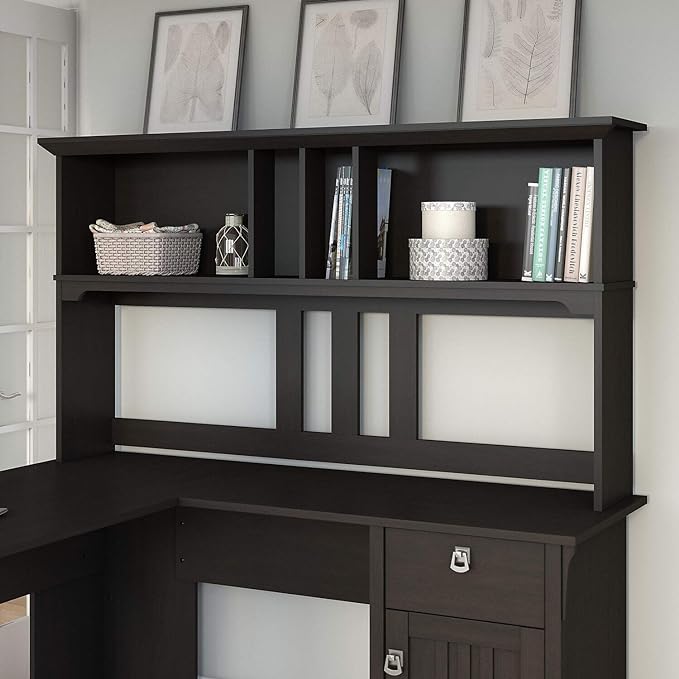 Bush Furniture Salinas Hutch, Desk Attachment with Shelf Storage for Home Office, 60W, Vintage Black - LeafyLoom
