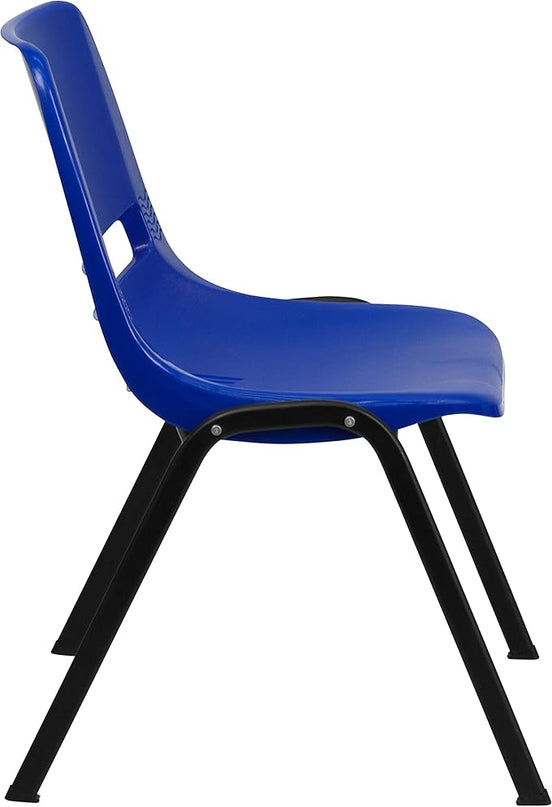 Flash Furniture 5 Pack HERCULES Series 661 lb. Capacity Navy Ergonomic Shell Stack Chair with Black Frame and 16'' Seat Height - LeafyLoom