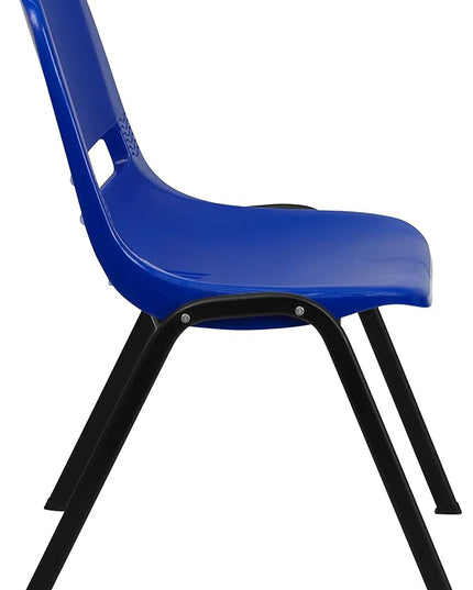 Flash Furniture HERCULES Series 661 lb. Capacity Navy Ergonomic Shell Stack Chair with Black Frame and 16'' Seat Height - LeafyLoom