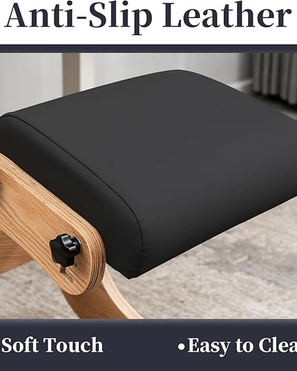 Professional Kneeling Chair with Wooden Computer Stand Comfortable Cushion Adjustable Knee Chair Ergonomic Rocking Posture Chair for Back Pain Relief - LeafyLoom