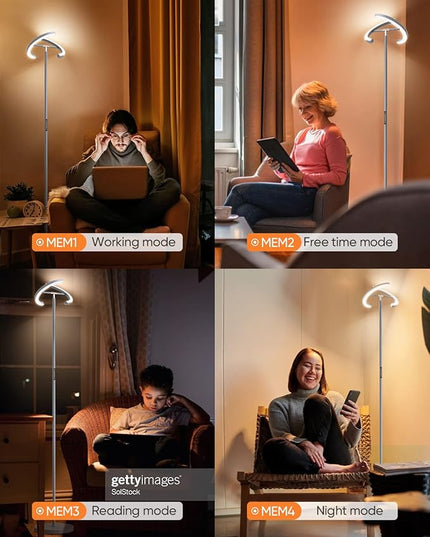 Floor Lamps for Living Room, Modern Stepless Dimmable Standing Lamp with Remote Control, 20W 3000-6000K LED Rotatable Floor Light Uplighter Stand up Lamp Tall Lamp for Bedroom Office - LeafyLoom