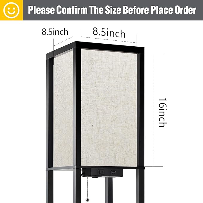 OUTON Linen Lamp Shade 16 x 8.5 x 8.5 inch for Shelf Floor Lamp (Beige) - LeafyLoom