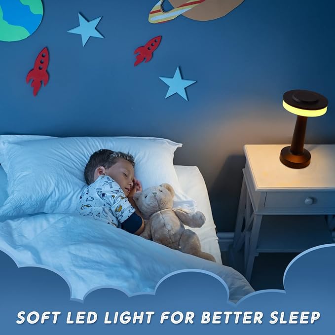 Set of 8 LED Portable Cordless Table Lamp with Touch Sensor 3 Color Stepless Dimming Rechargeable Battery up to 15 Hours Cordless Lamp Table Light Wireless Lamp for Kids Nursery (Black) - LeafyLoom