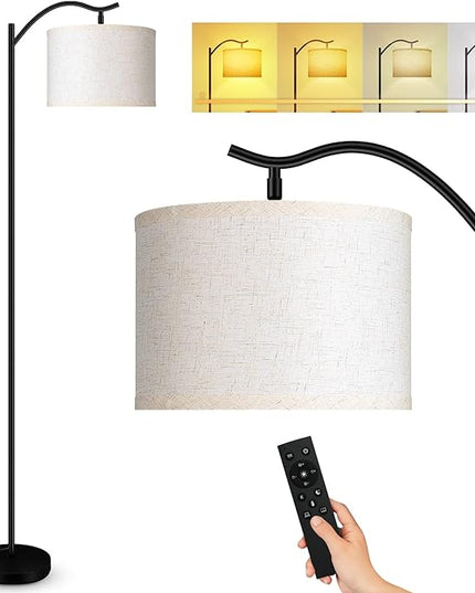 BoostArea Floor Lamp for Living Room,Arc Floor Lamp with Remote Control,Stepless Dimmable Brightness & Colors Temperature 2700k-6500k,Modern Standing Lamp for Bedroom Study Room Office,Beige - LeafyLoom