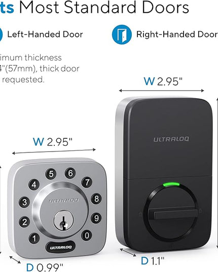 ULTRALOQ U-Bolt 5-in-1 Keyless Entry Backlit Keypad, App,Smart Door Lock, Bluetooth, Satin Nickel ULTRALOQ