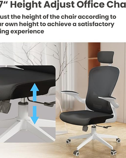 Ergonomic Office Chair - Comfy Desk Chairs with Wheels and Arms, 500LB Heavy Duty Mesh Computer Chairs with Comfortable Head Lumbar Back Support for Office, Bedroom, Study and College Dorm - LeafyLoom