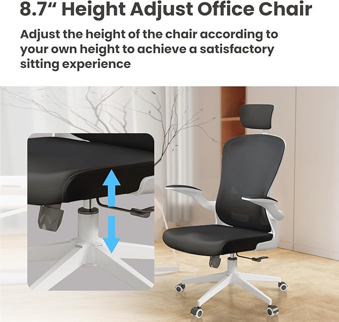 Ergonomic Office Chair - Comfy Desk Chairs with Wheels and Arms, 500LB Heavy Duty Mesh Computer Chairs with Comfortable Head Lumbar Back Support for Office, Bedroom, Study and College Dorm - LeafyLoom