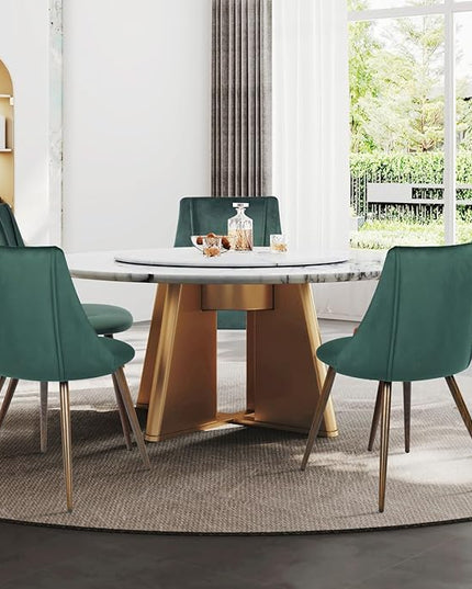 FurnitureR Dining Chairs Set of 2, Mid Century Side Chairs Large & Super Soft Velvet Seat Back Metal Legs for Kitchen, Dining Room, Bedroom, Living Room, Green - LeafyLoom